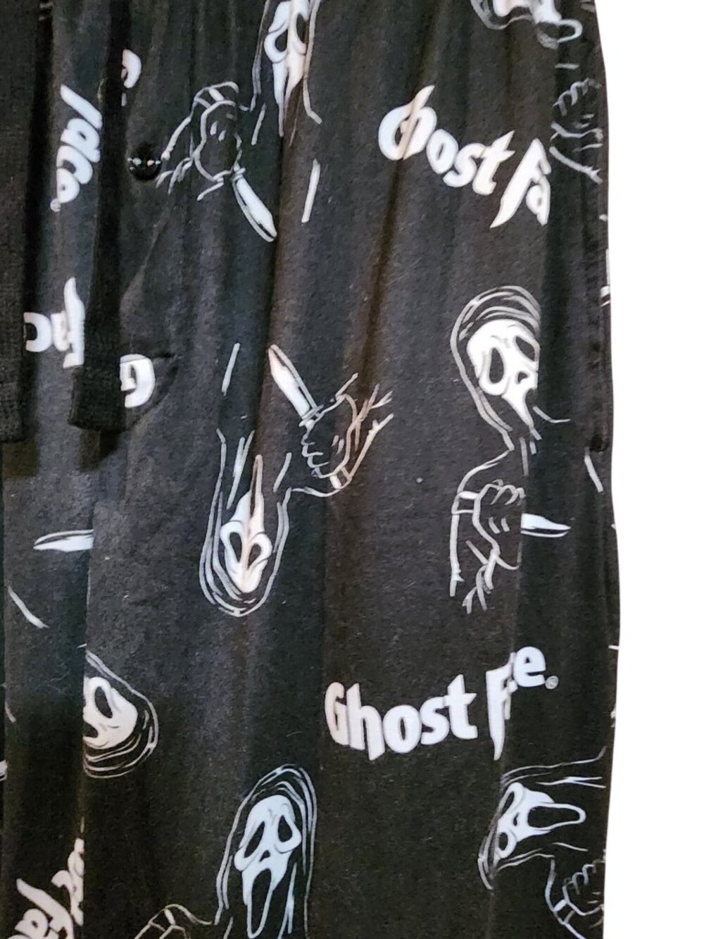Ghost Face Sleep Pants Black & White Ghost Print Mens S - Picture 3 of 4